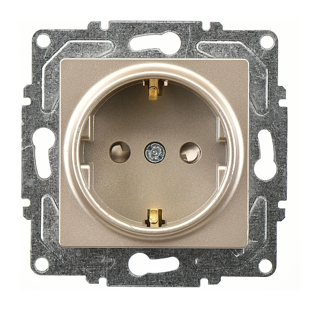 Eqona / Radius / Neoline Çocuk Korumalı Topraklı Priz, Metalik Bej (Mekanizma + Tuş/Kapak) - Günsan