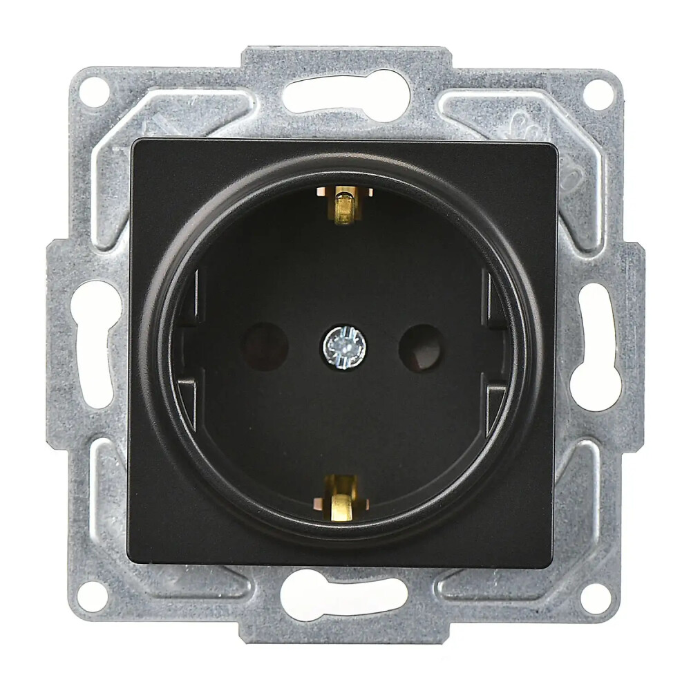 Eqona / Radius / Neoline Çocuk Korumalı Topraklı Priz, Metalik Siyah (Mekanizma + Tuş/Kapak) - Günsan Elektrik