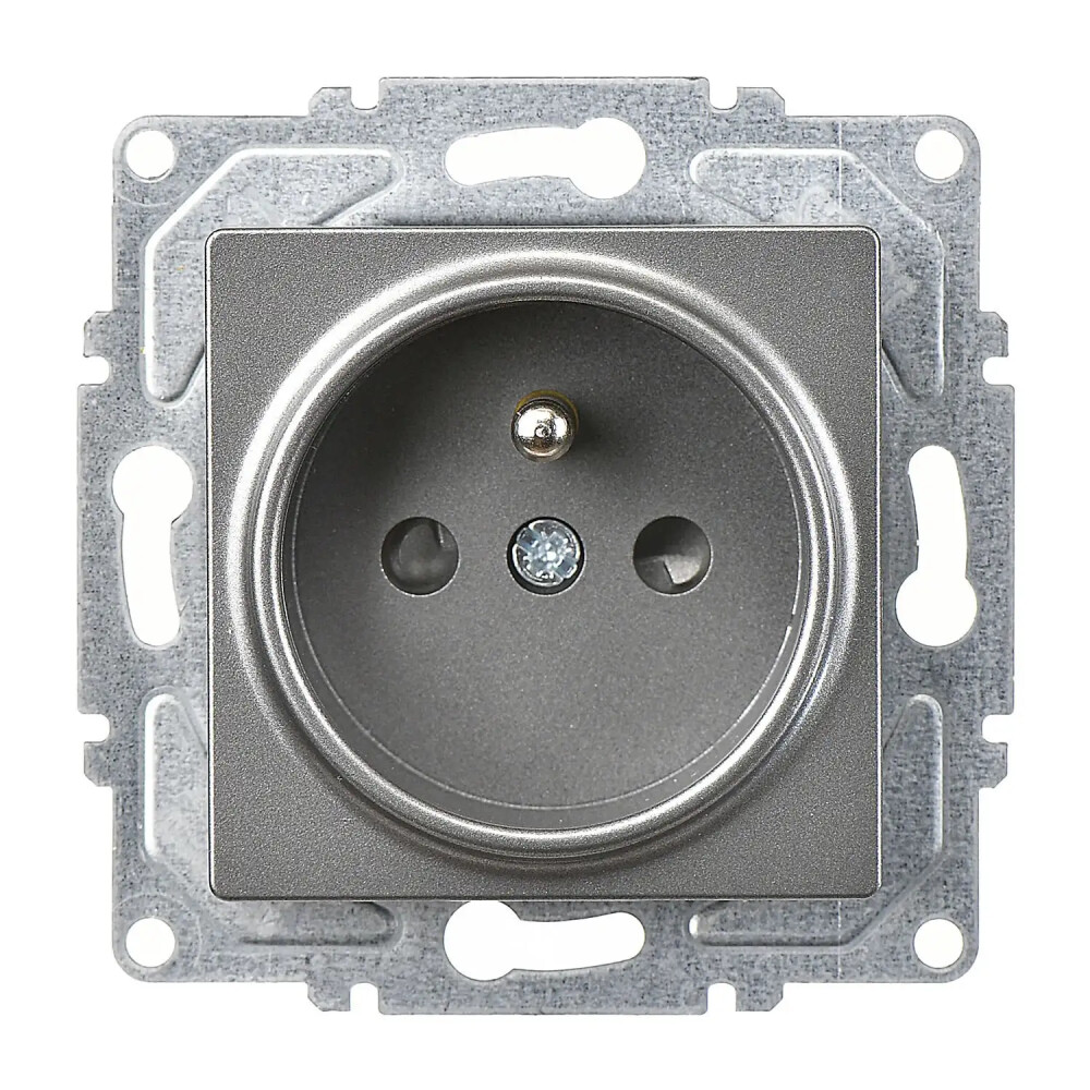 Eqona / Radius / Neoline Çocuk Korumalı UPS Priz, Füme (Mekanizma + Tuş/Kapak) - Günsan Elektrik