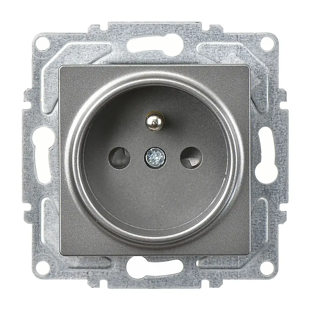 Eqona / Radius / Neoline Çocuk Korumalı UPS Priz (klipsli), Füme (Mekanizma + Tuş/Kapak) 