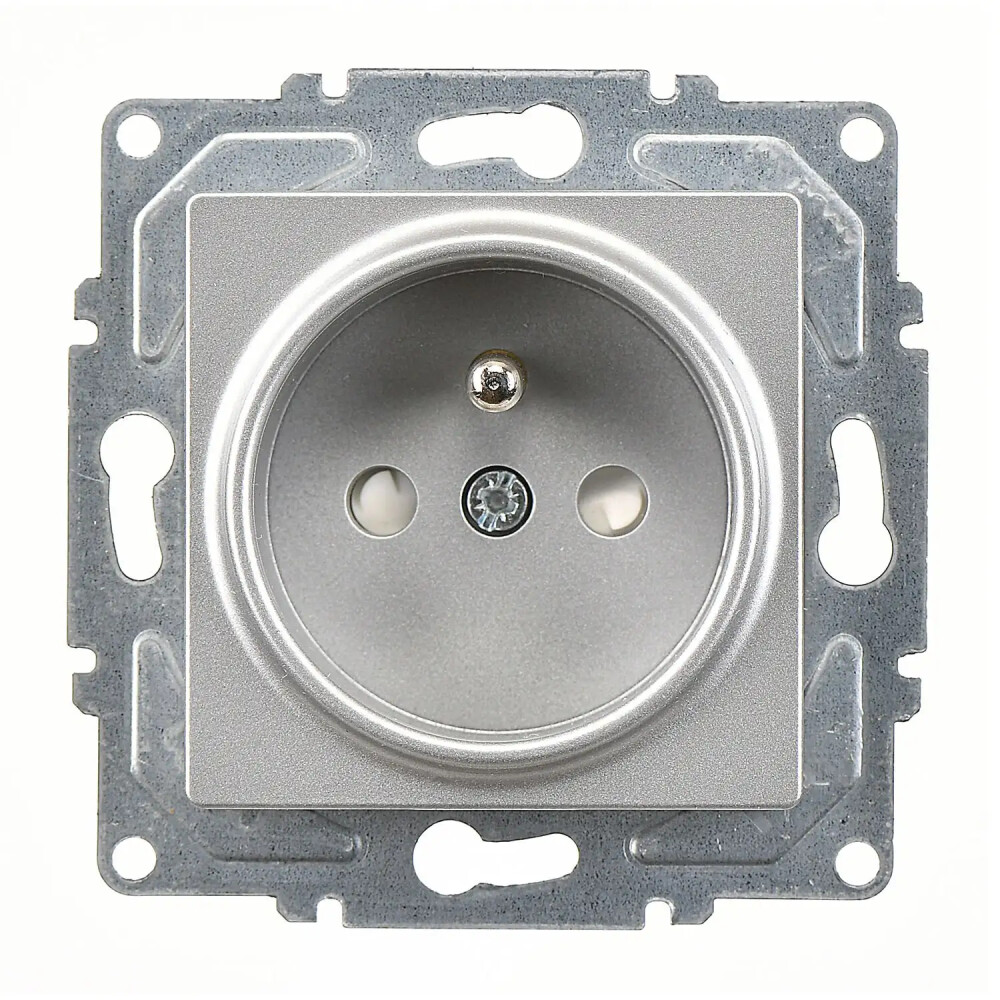 Eqona / Radius / Neoline Çocuk Korumalı UPS Priz (klipsli), Gümüş (Mekanizma + Tuş/Kapak) - Günsan Elektrik