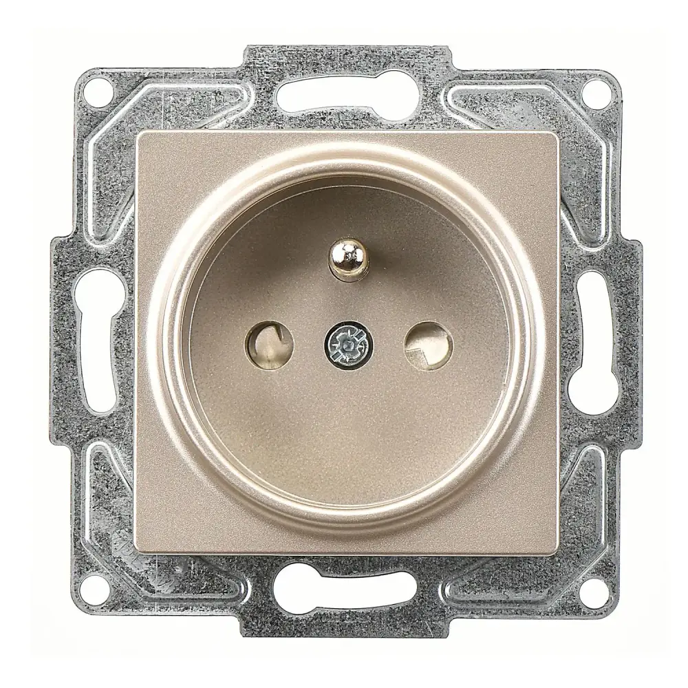 Eqona / Radius / Neoline Çocuk Korumalı UPS Priz (klipsli), Metalik Bej (Mekanizma + Tuş/Kapak) - 1