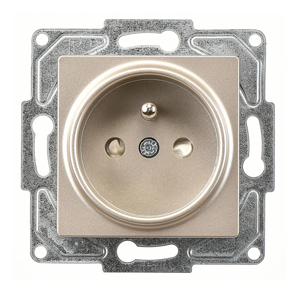 Eqona / Radius / Neoline Çocuk Korumalı UPS Priz, Metalik Bej (Mekanizma + Tuş/Kapak) - Günsan