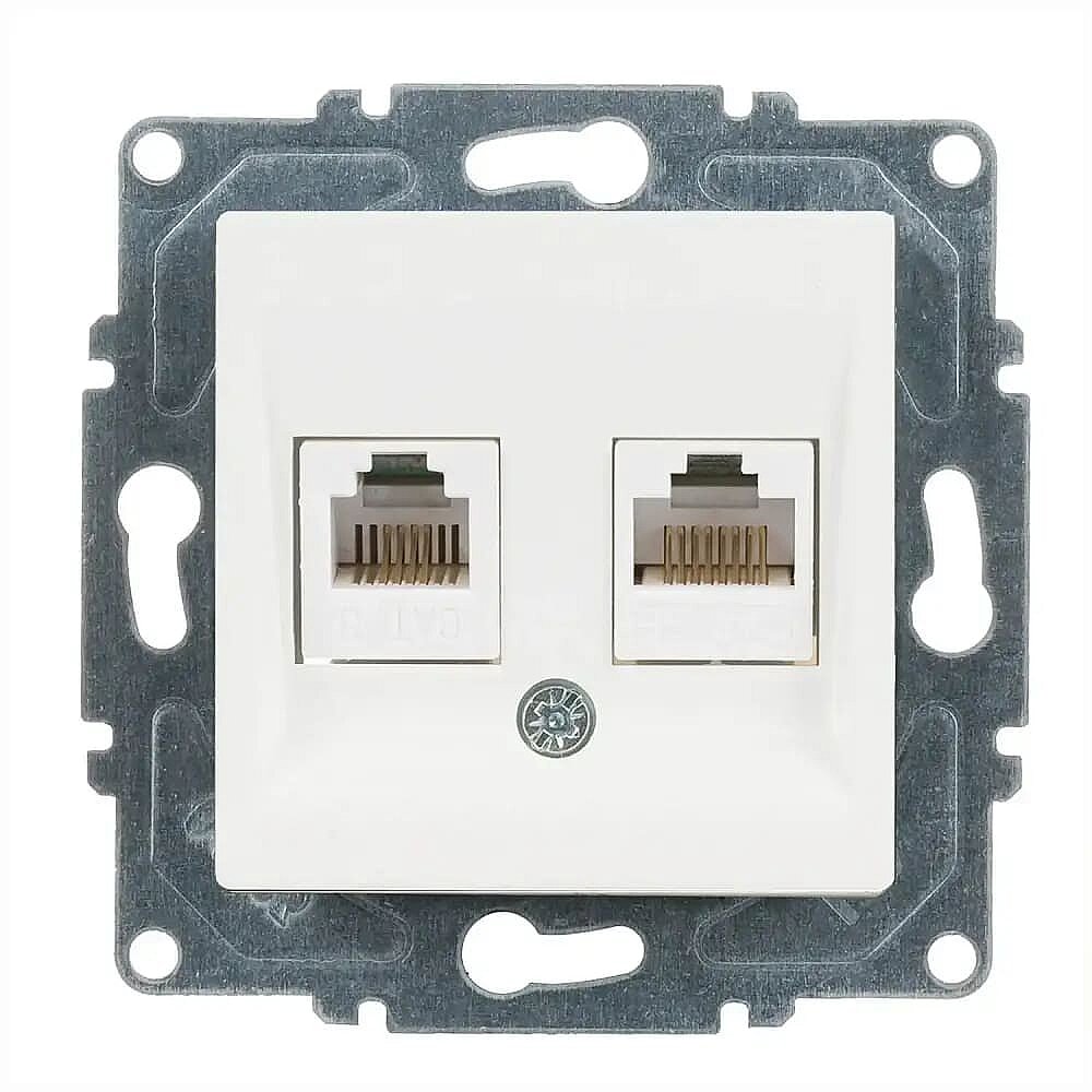 Eqona / Radius / Neoline Data + Nümeris Telefon Prizi (RJ45 Cat5E + Cat3), Beyaz (Mekanizma + Tuş/Kapak) - Günsan