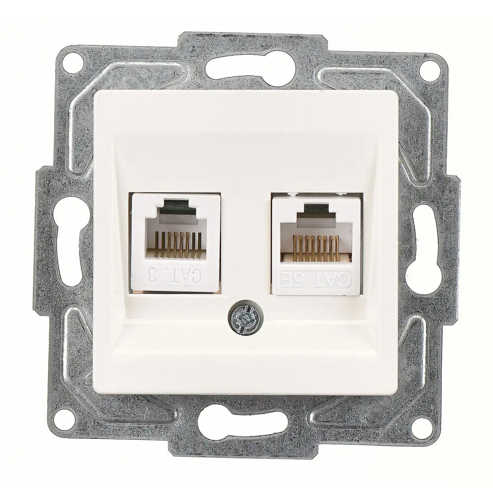 Eqona / Radius / Neoline Data + Nümeris Telefon Prizi (RJ45 Cat5E + Cat3), Fildişi Beyazı (Mekanizma + Tuş/Kapak) - Günsan Elektrik