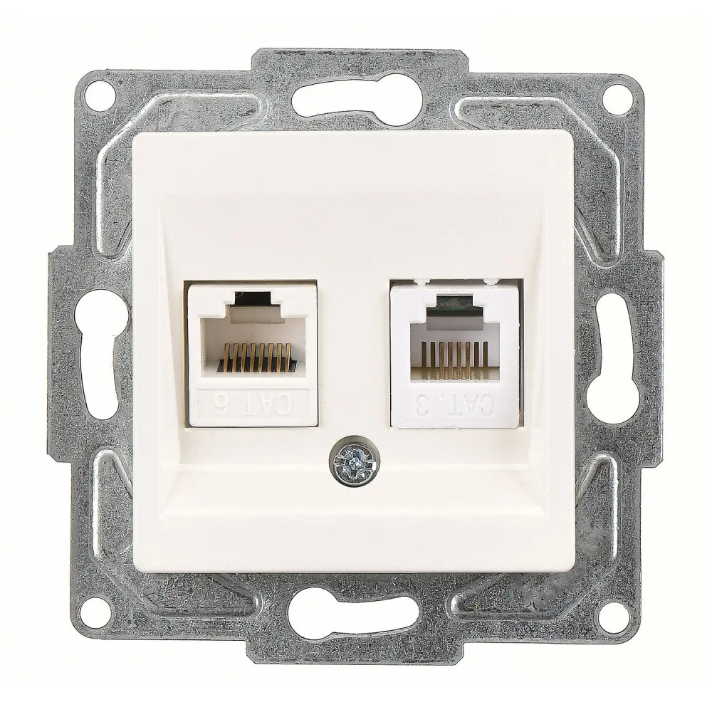 Eqona / Radius / Neoline Data + Nümeris Telefon Prizi (RJ45 Cat6 + Cat3), Fildişi Beyazı (Mekanizma + Tuş/Kapak) - Günsan Elektrik
