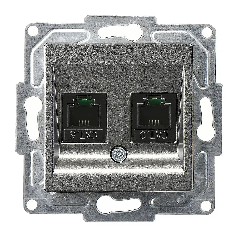 Data+Telephone Socket (RJ45 Cat6+Cat3), Smoked Gray - Günsan