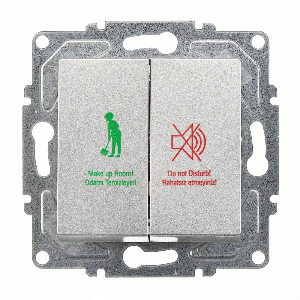 Eqona / Radius / Neoline DND/MUR Komütatörü, Gümüş (Mekanizma + Tuş/Kapak) - Günsan Elektrik