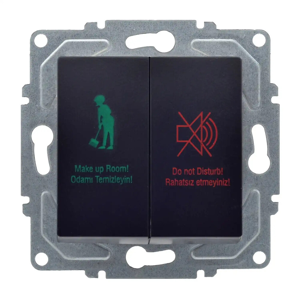 Eqona / Radius / Neoline DND/MUR Komütatörü, Metalik Siyah (Mekanizma + Tuş/Kapak) - Günsan Elektrik