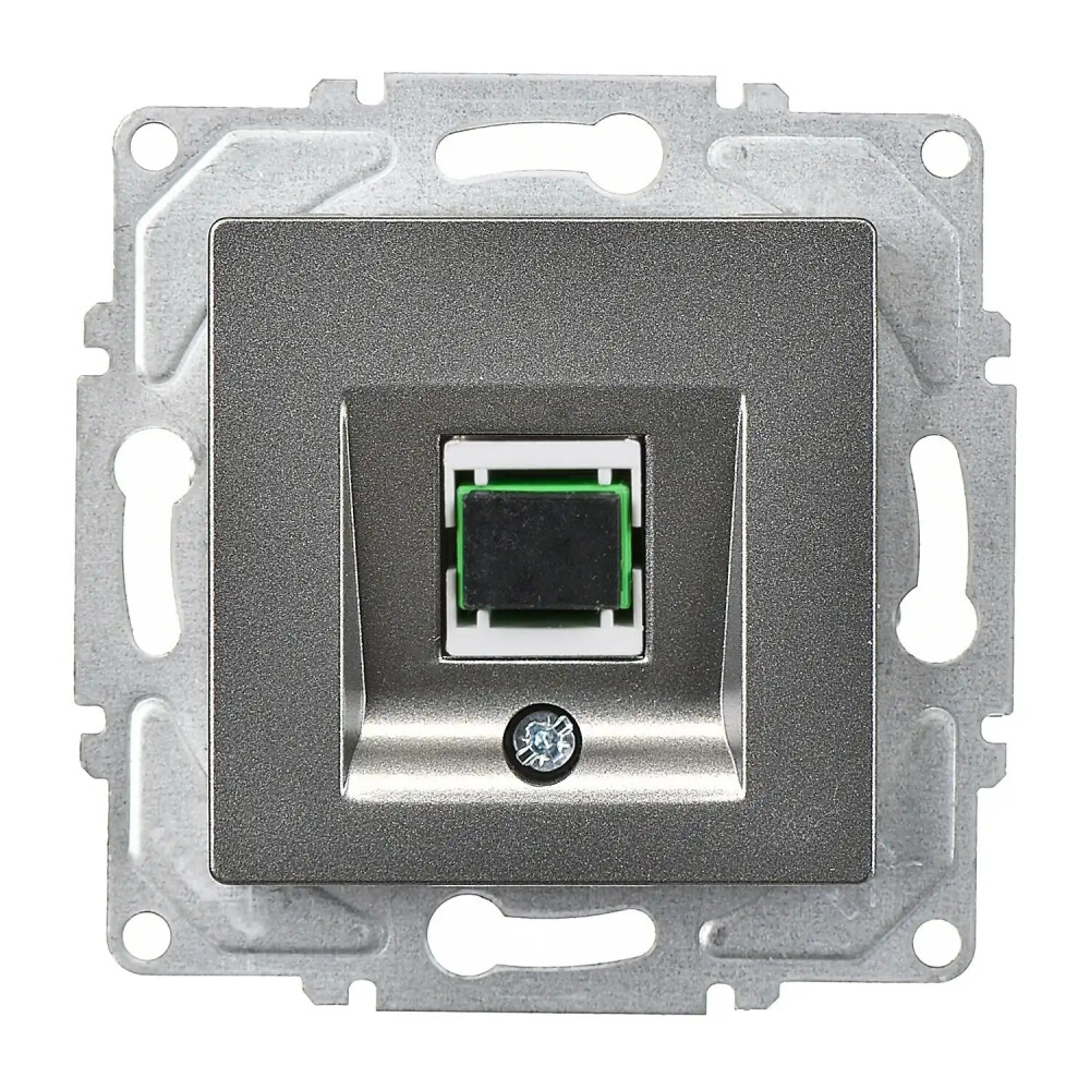 Eqona / Radius / Neoline Fiber Optik Data Prizi, Füme (Mekanizma + Tuş/Kapak) - Günsan Elektrik