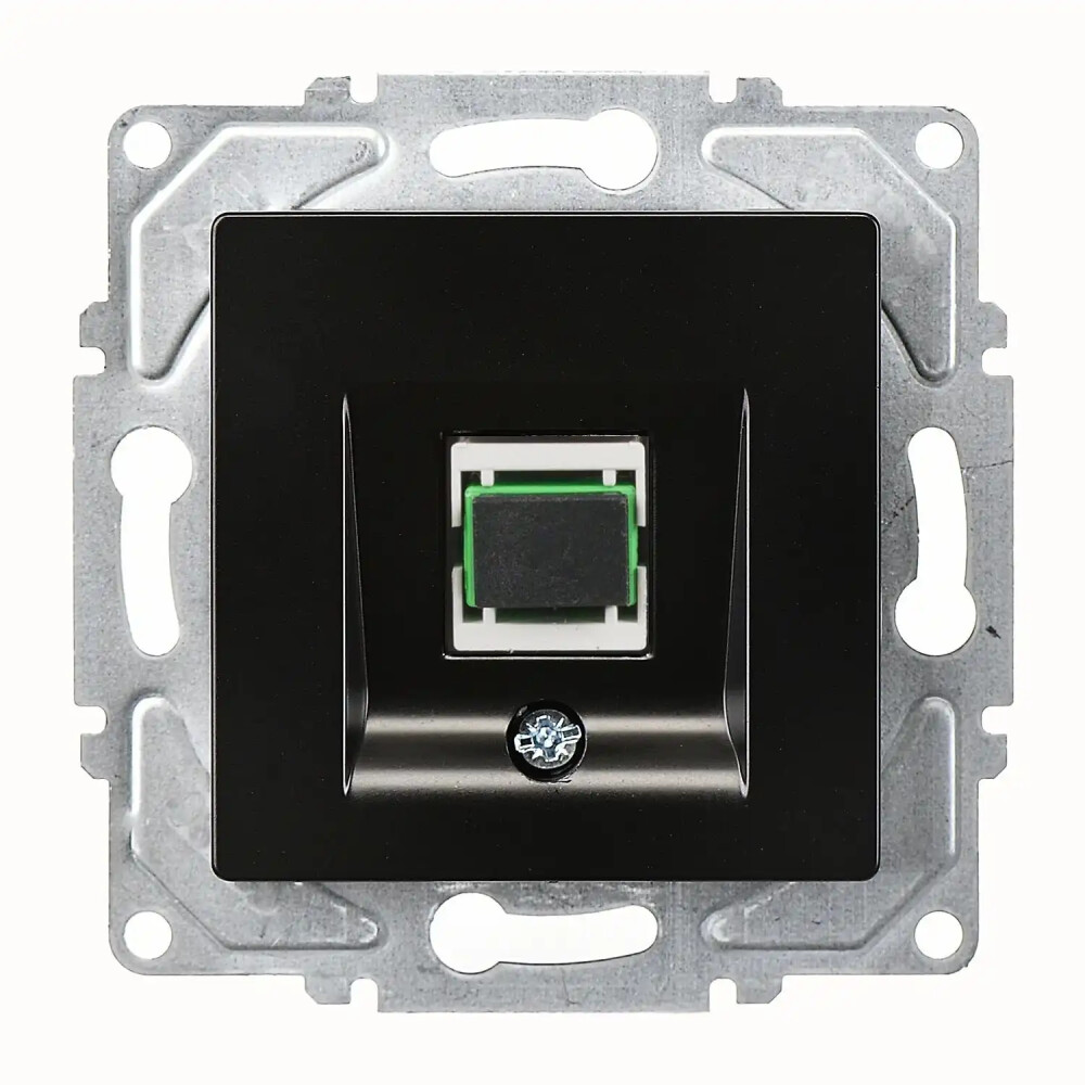 Eqona / Radius / Neoline Fiber Optik Data Prizi, Metalik Siyah (Mekanizma + Tuş/Kapak) - Günsan Elektrik