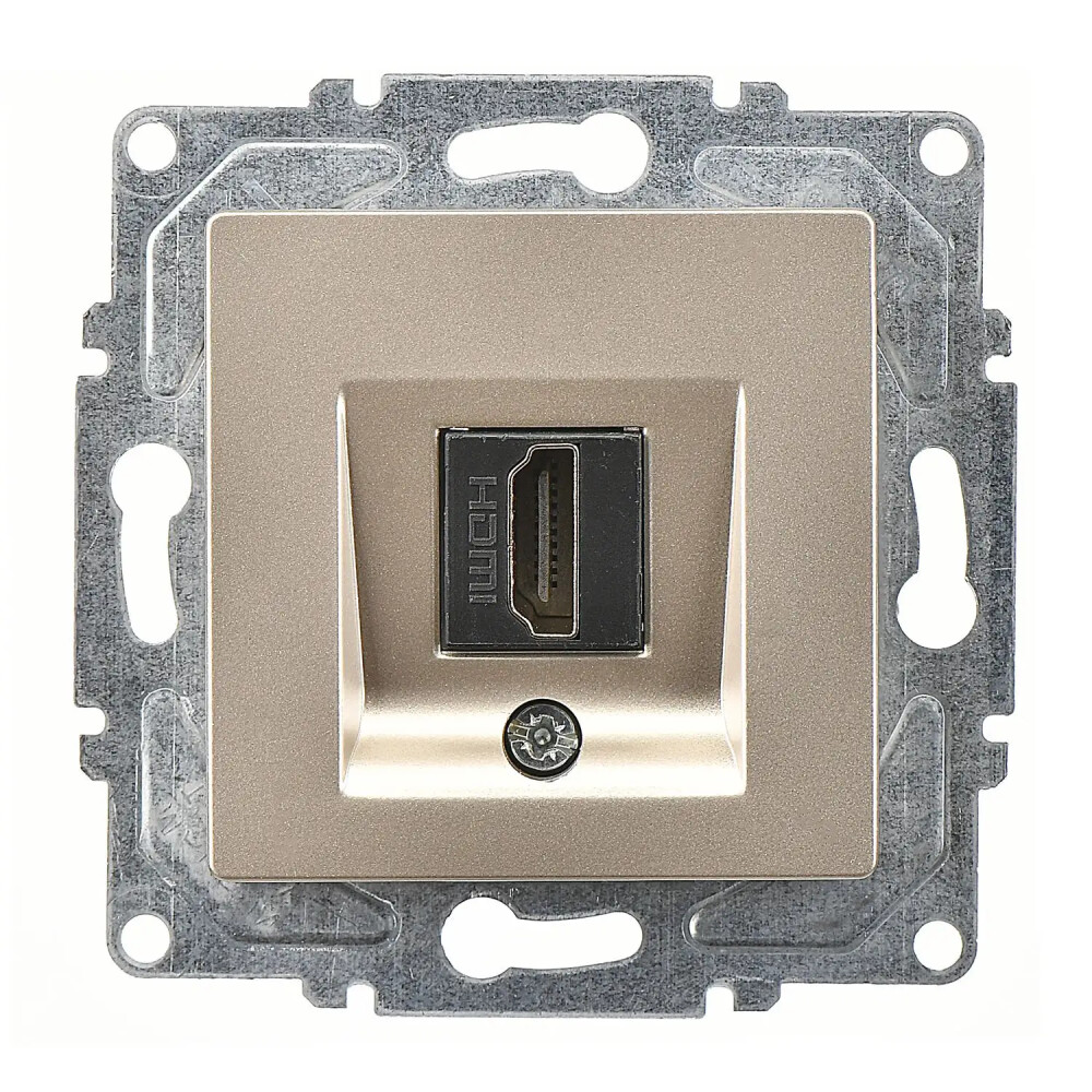 Eqona / Radius / Neoline HDMI Prizi, Metalik Bej (Mekanizma + Tuş/Kapak) - Günsan Elektrik