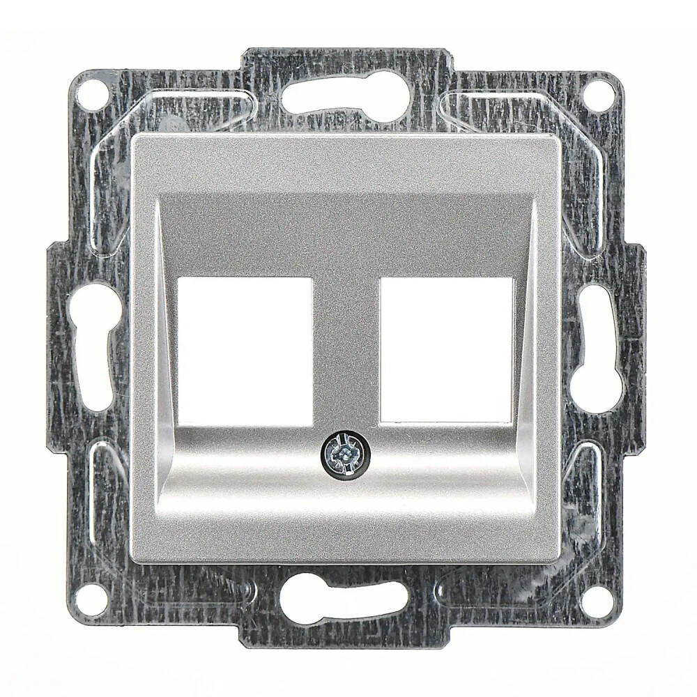 Eqona / Radius / Neoline İkili Data Priz (Jaksız), Gümüş (Mekanizma + Tuş/Kapak) - Günsan Elektrik