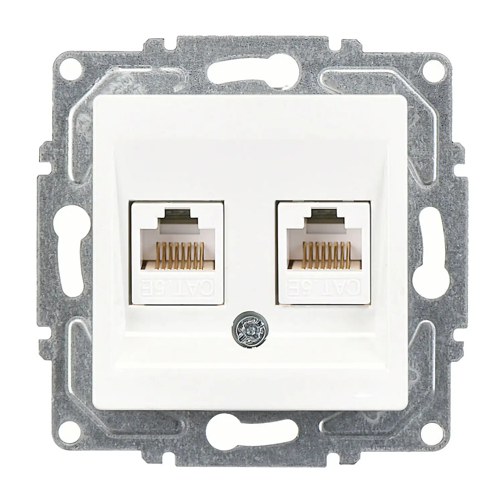 Eqona / Radius / Neoline İkili Data Prizi (2 x RJ45 Cat5E), Beyaz (Mekanizma + Tuş/Kapak) - Günsan Elektrik