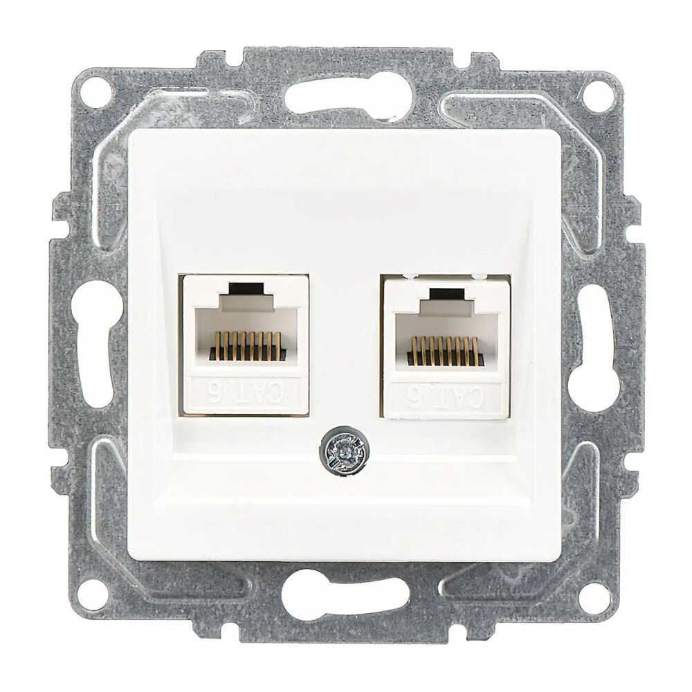 Eqona / Radius / Neoline İkili Data Prizi (2 x RJ45 Cat6), Beyaz (Mekanizma + Tuş/Kapak) - Günsan Elektrik