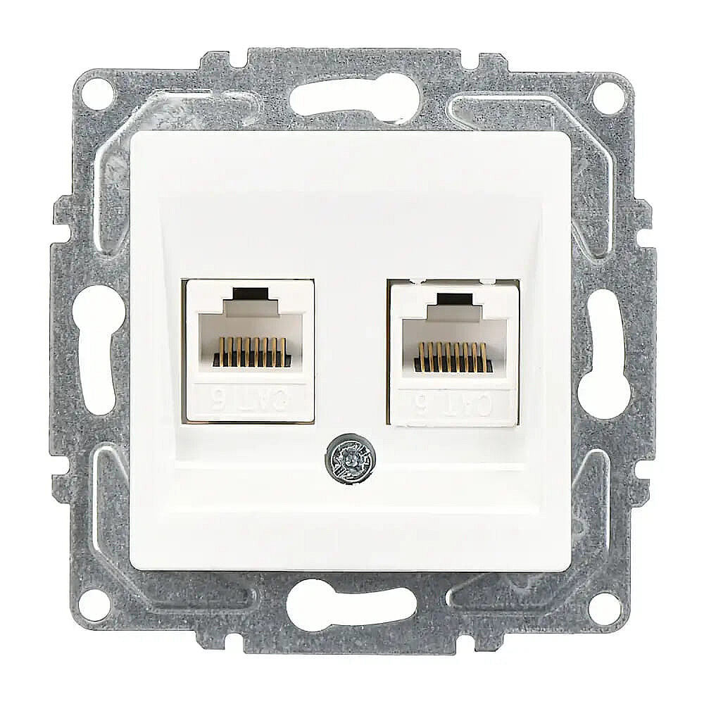 Eqona / Radius / Neoline İkili Data Prizi (2 x RJ45 Cat6), Beyaz (Mekanizma + Tuş/Kapak) - Günsan