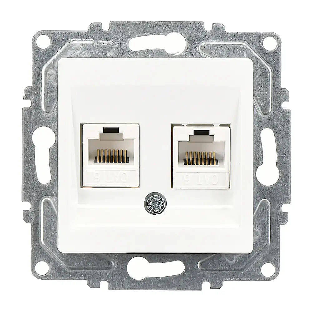 Eqona / Radius / Neoline İkili Data Prizi (2 x RJ45 Cat6), Beyaz (Mekanizma + Tuş/Kapak) - 1