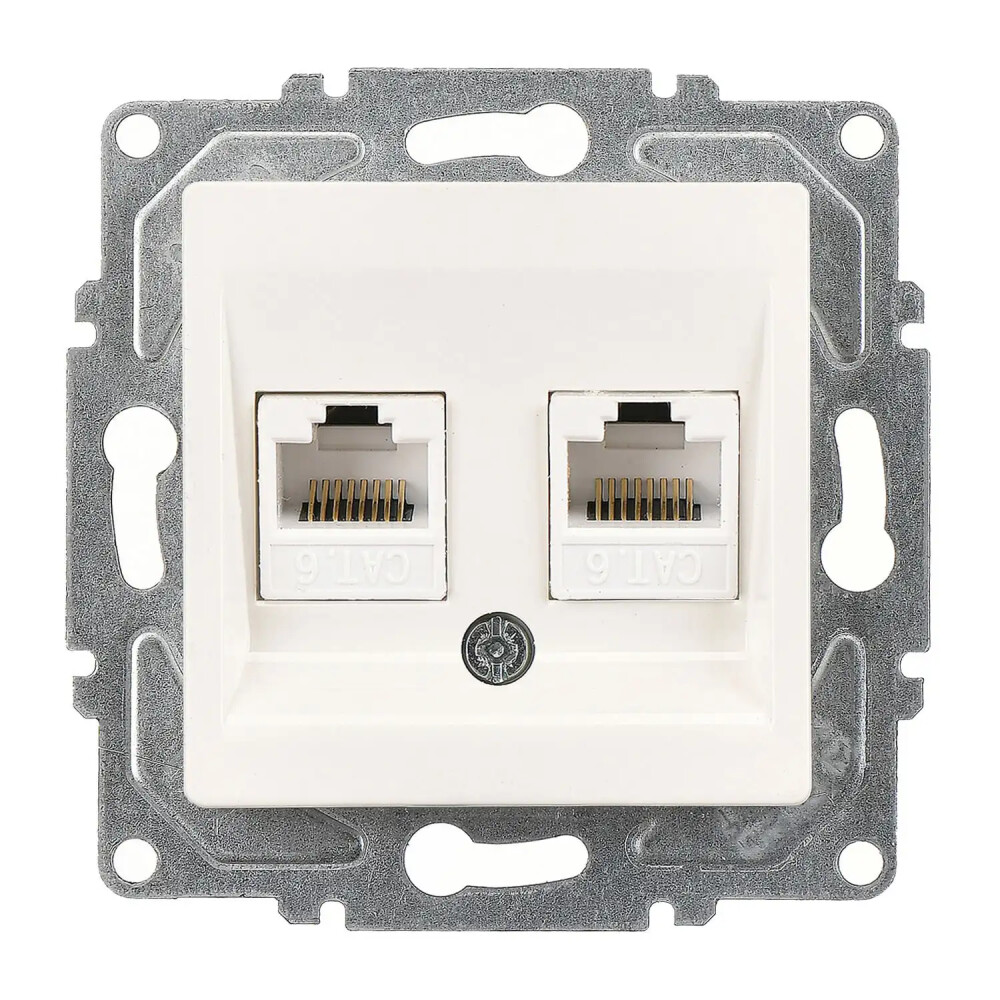 Eqona / Radius / Neoline İkili Data Prizi (2 x RJ45 Cat6), Fildişi Beyazı (Mekanizma + Tuş/Kapak) - Günsan Elektrik