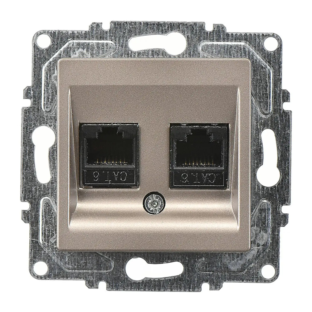 Eqona / Radius / Neoline İkili Data Prizi (2 x RJ45 Cat6), Mocha (Mekanizma + Tuş/Kapak) - Günsan Elektrik