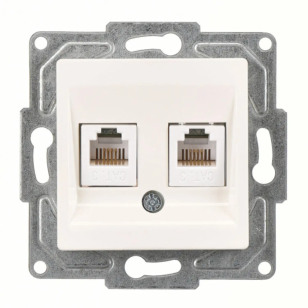 Eqona / Radius / Neoline İkili Nümeris Telefon Prizi (2 x Cat3), Fildişi Beyazı (Mekanizma + Tuş/Kapak) - Günsan Elektrik