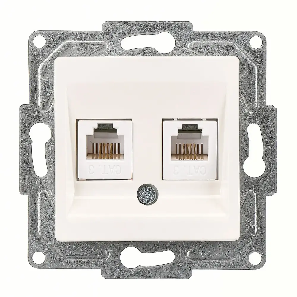 Eqona / Radius / Neoline İkili Nümeris Telefon Prizi (2 x Cat3), Fildişi Beyazı (Mekanizma + Tuş/Kapak) - 1