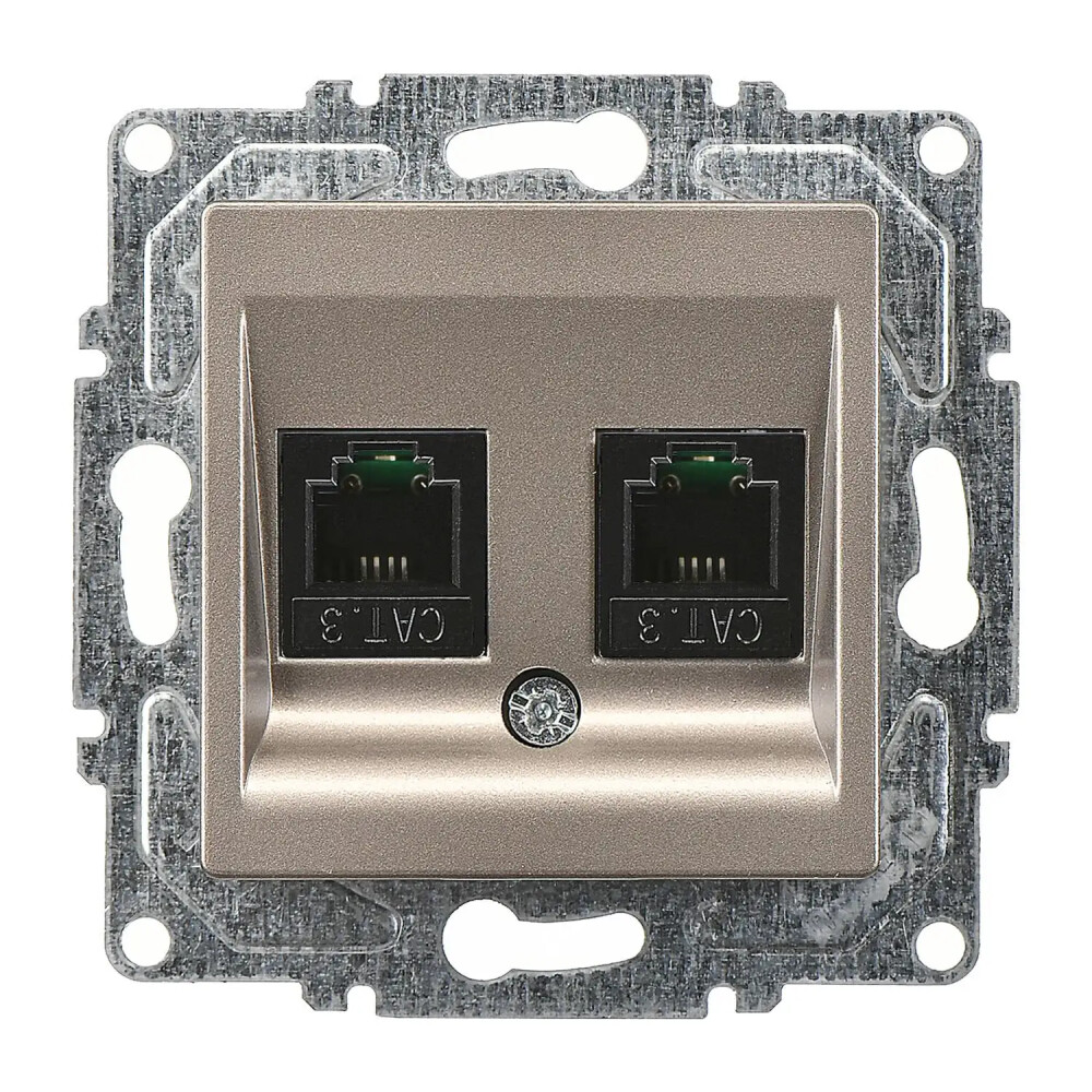 Eqona / Radius / Neoline İkili Nümeris Telefon Prizi (2 x Cat3), Mocha (Mekanizma + Tuş/Kapak) - Günsan Elektrik