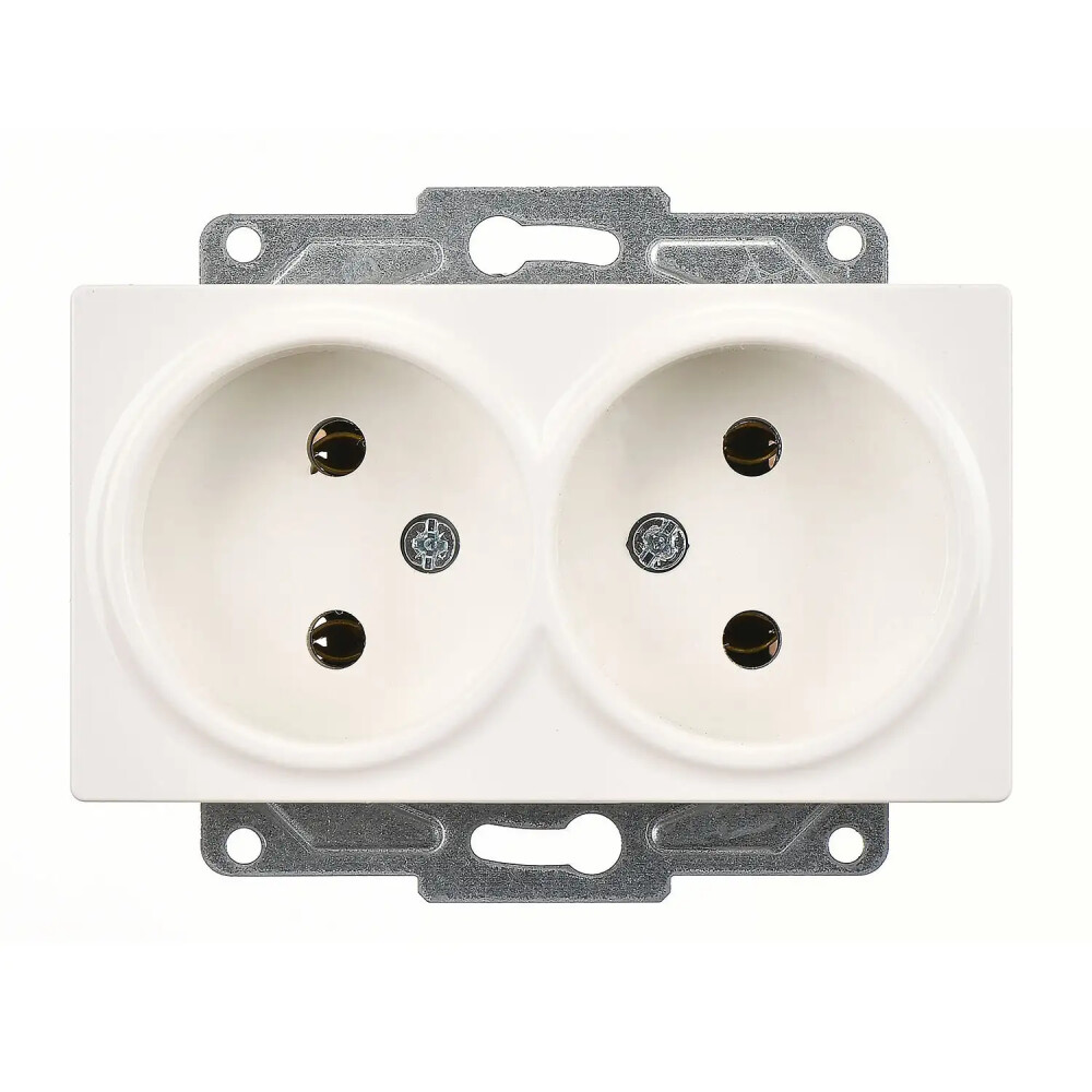 Eqona / Radius / Neoline İkili Priz, Fildişi Beyazı (Mekanizma + Tuş/Kapak) - Günsan Elektrik