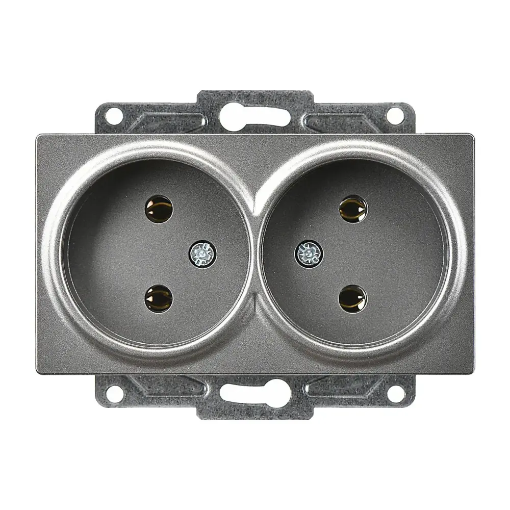 Eqona / Radius / Neoline İkili Priz, Füme (Mekanizma + Tuş/Kapak) 