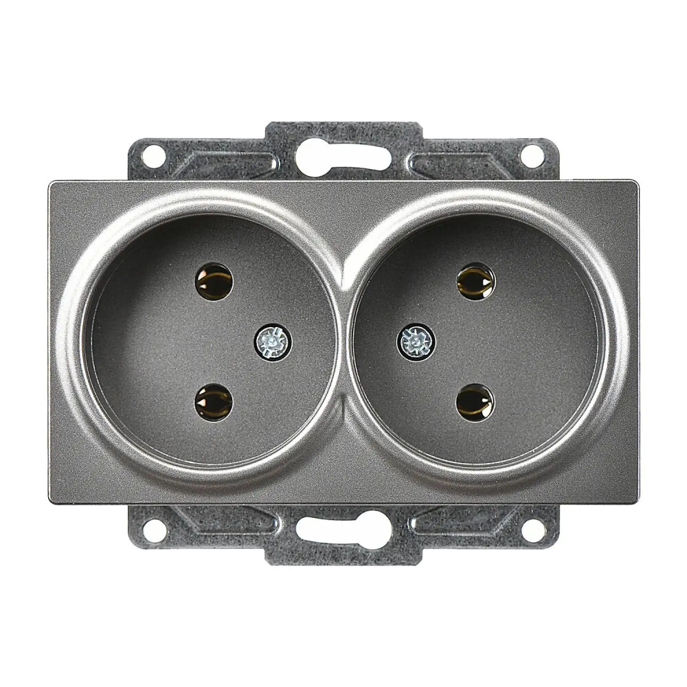 Eqona / Radius / Neoline İkili Priz, Füme (Mekanizma + Tuş/Kapak) - Günsan