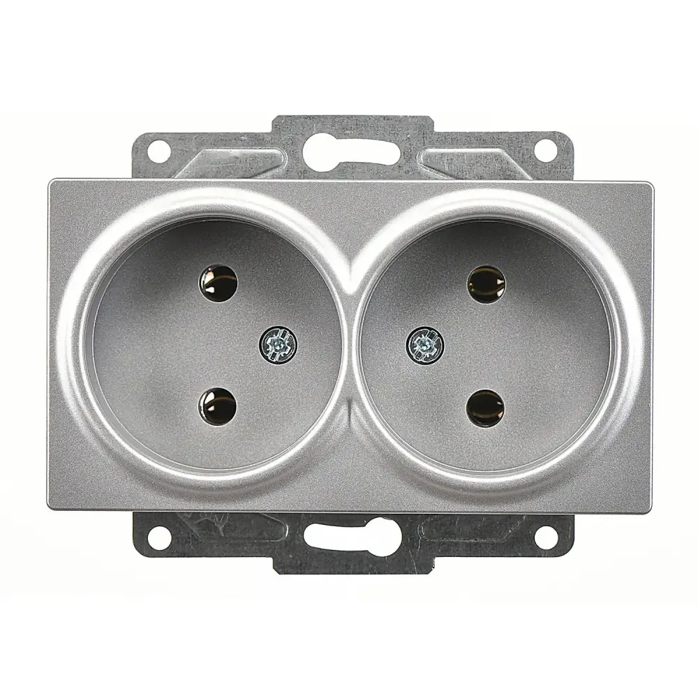 Eqona / Radius / Neoline İkili Priz, Gümüş (Mekanizma + Tuş/Kapak) - 1