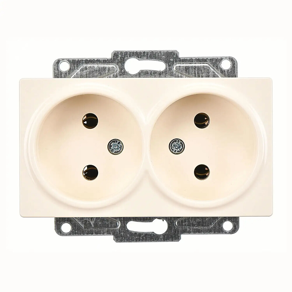 Eqona / Radius / Neoline İkili Priz, Krem (Mekanizma + Tuş/Kapak) - Günsan Elektrik