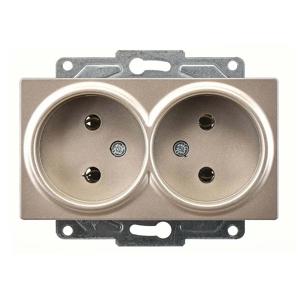 Eqona / Radius / Neoline İkili Priz, Metalik Bej (Mekanizma + Tuş/Kapak) - 1