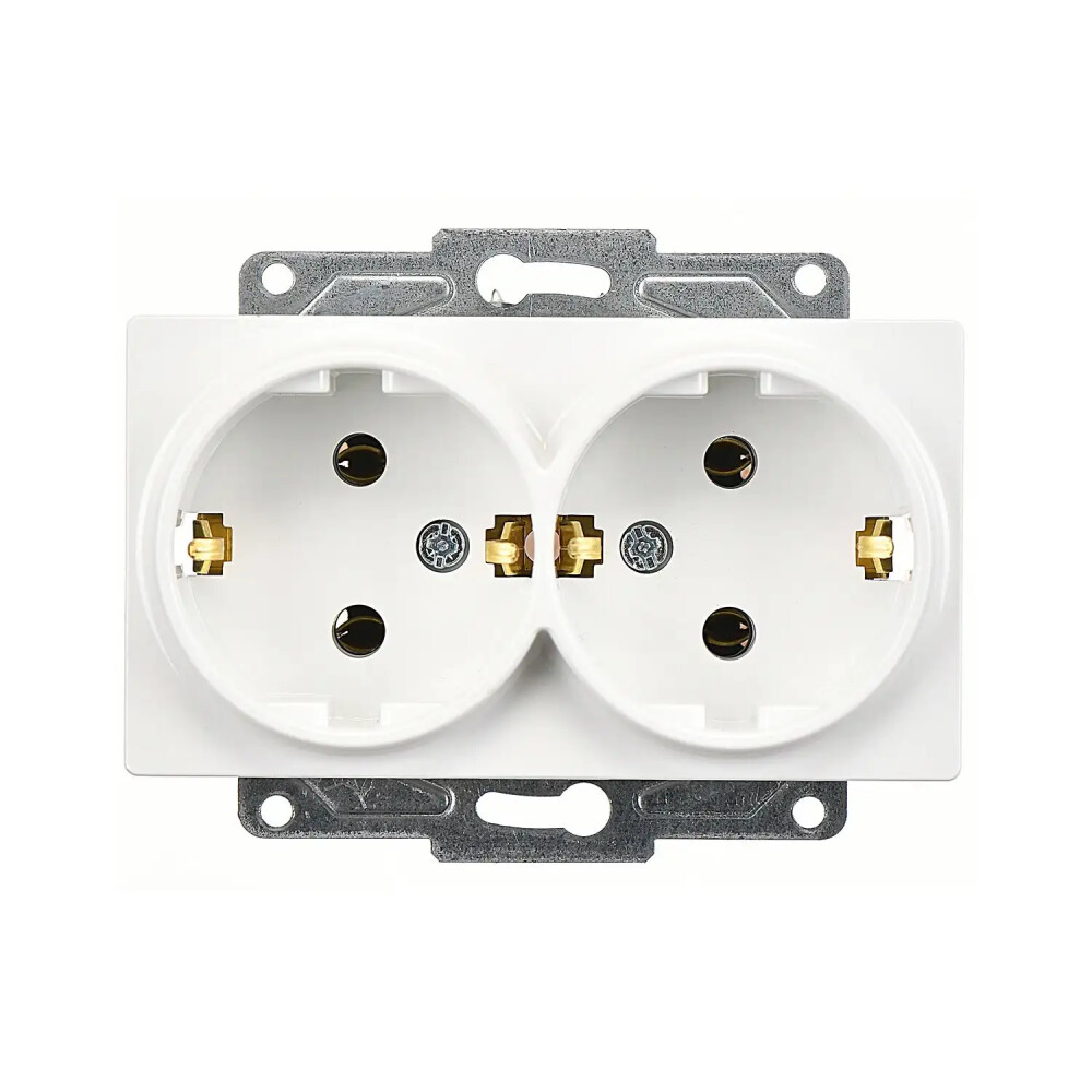 Eqona / Radius / Neoline İkili Topraklı Priz, Beyaz (Mekanizma + Tuş/Kapak) - Günsan Elektrik
