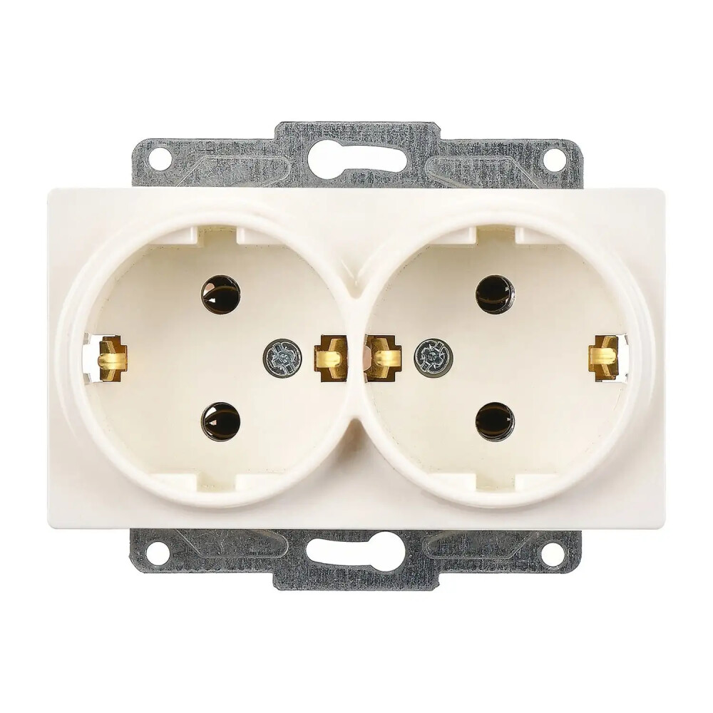 Eqona / Radius / Neoline İkili Topraklı Priz, Fildişi Beyazı (Mekanizma + Tuş/Kapak) - Günsan