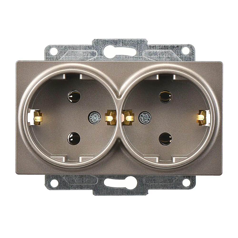 Eqona / Radius / Neoline İkili Topraklı Priz, Mocha (Mekanizma + Tuş/Kapak) - Günsan Elektrik