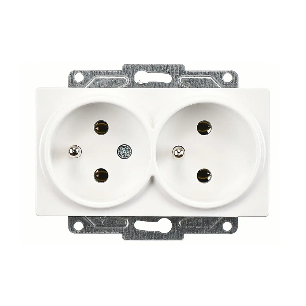 Eqona / Radius / Neoline İkili UPS Priz, Beyaz (Mekanizma + Tuş/Kapak) - Günsan Elektrik