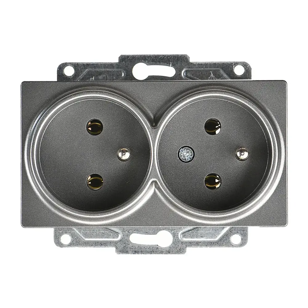 Eqona / Radius / Neoline İkili UPS Priz, Füme (Mekanizma + Tuş/Kapak) - 1