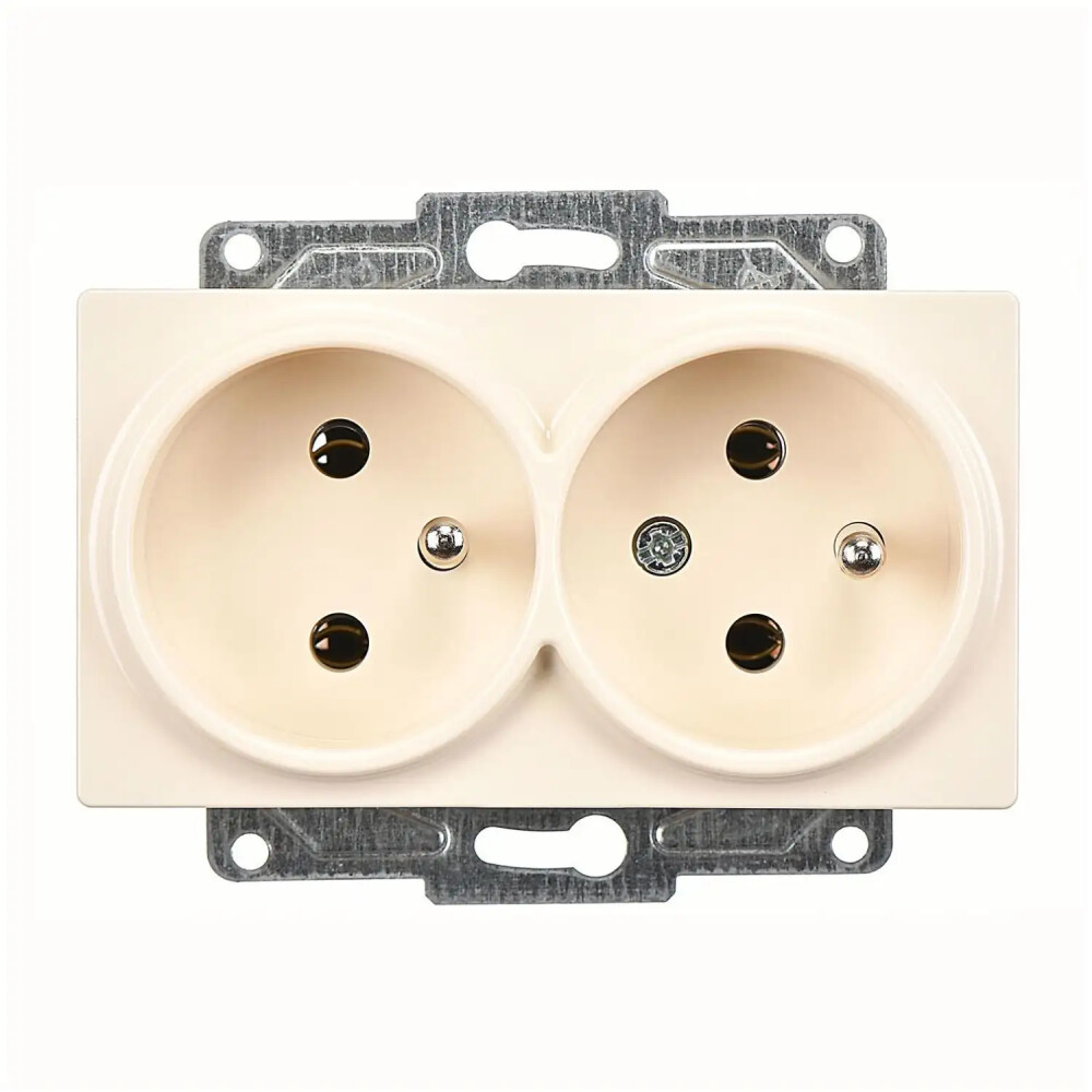 Eqona / Radius / Neoline İkili UPS Priz, Krem (Mekanizma + Tuş/Kapak) - Günsan Elektrik