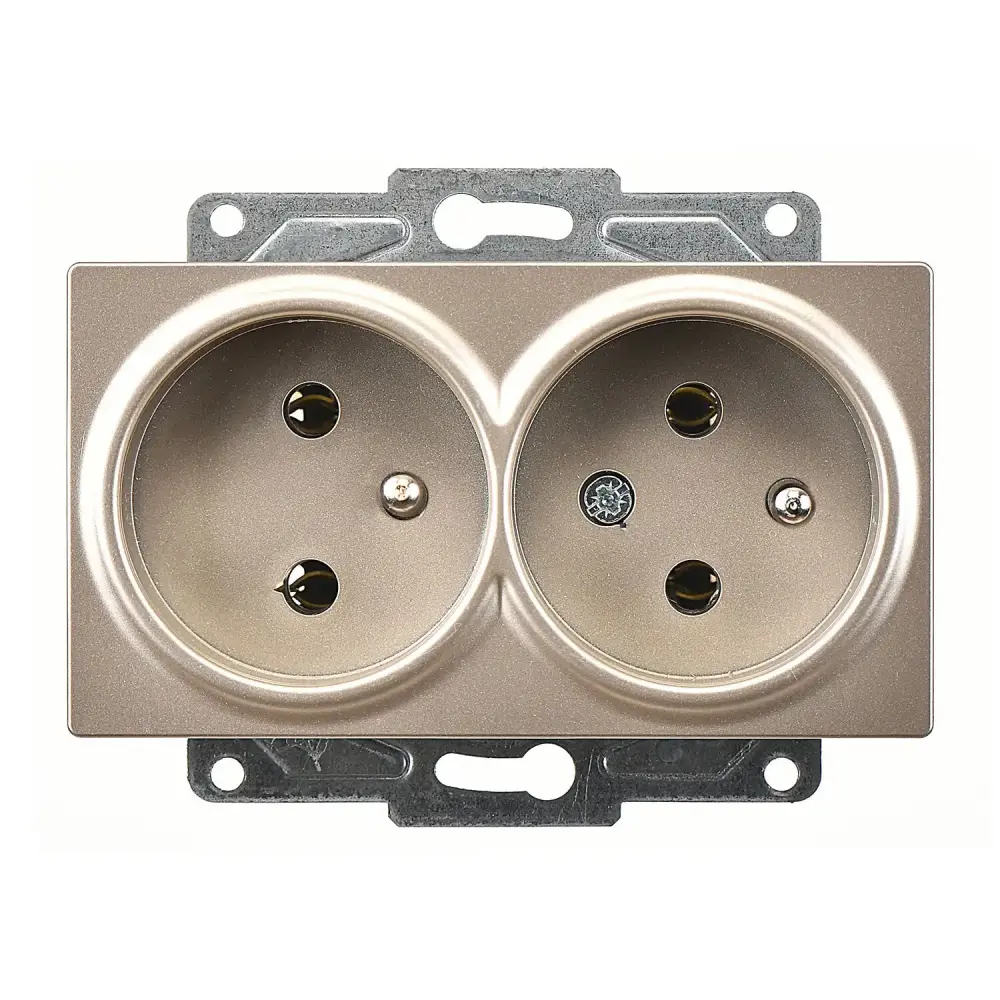 Eqona / Radius / Neoline İkili UPS Priz, Metalik Bej (Mekanizma + Tuş/Kapak) - 1