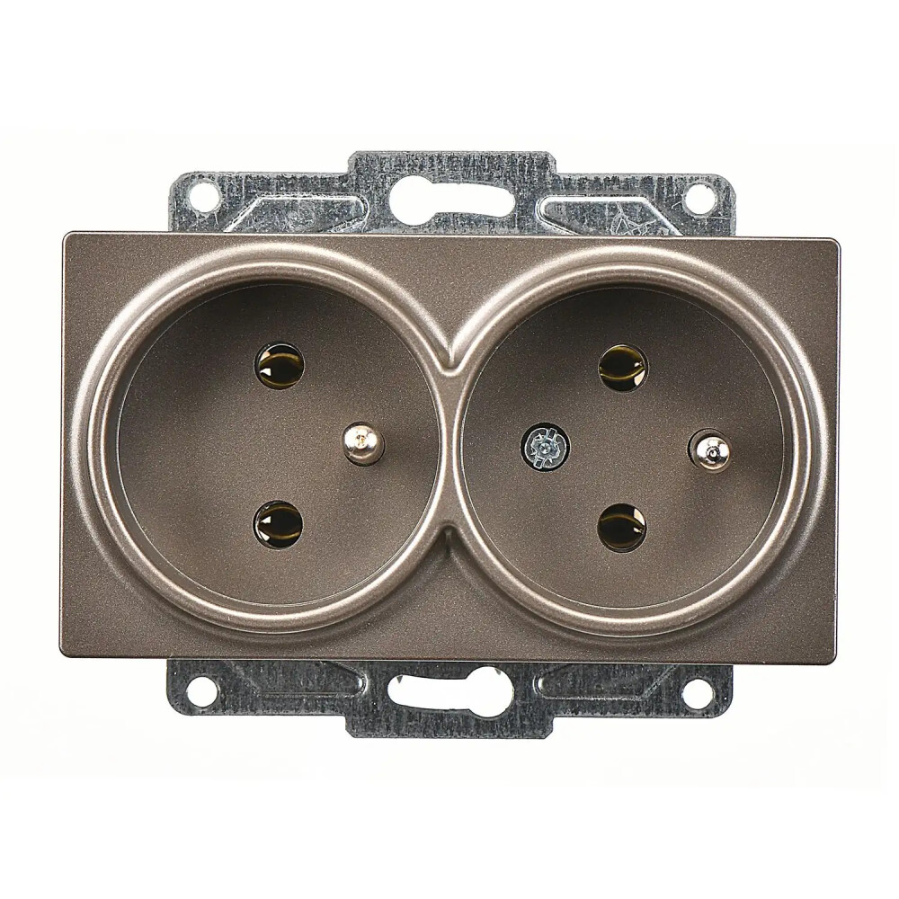 Eqona / Radius / Neoline İkili UPS Priz, Mocha (Mekanizma + Tuş/Kapak) - Günsan Elektrik