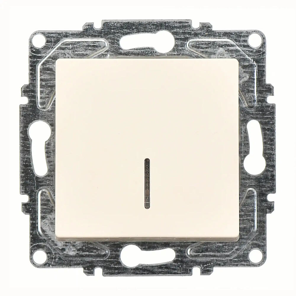 Eqona / Radius / Neoline Işıklı Anahtar (klipsli), Krem (Mekanizma + Tuş/Kapak) - Günsan Elektrik