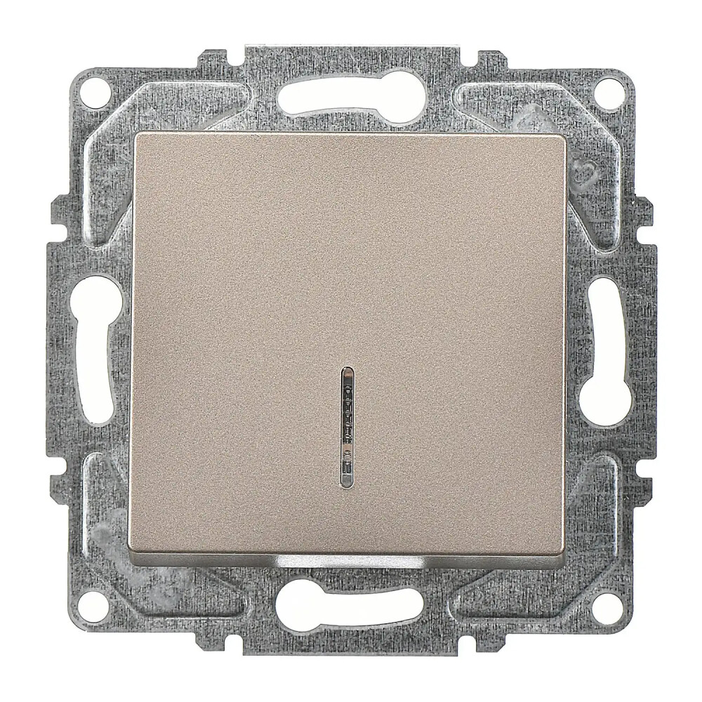 Eqona / Radius / Neoline Işıklı Anahtar (klipsli), Mocha (Mekanizma + Tuş/Kapak) - Günsan Elektrik