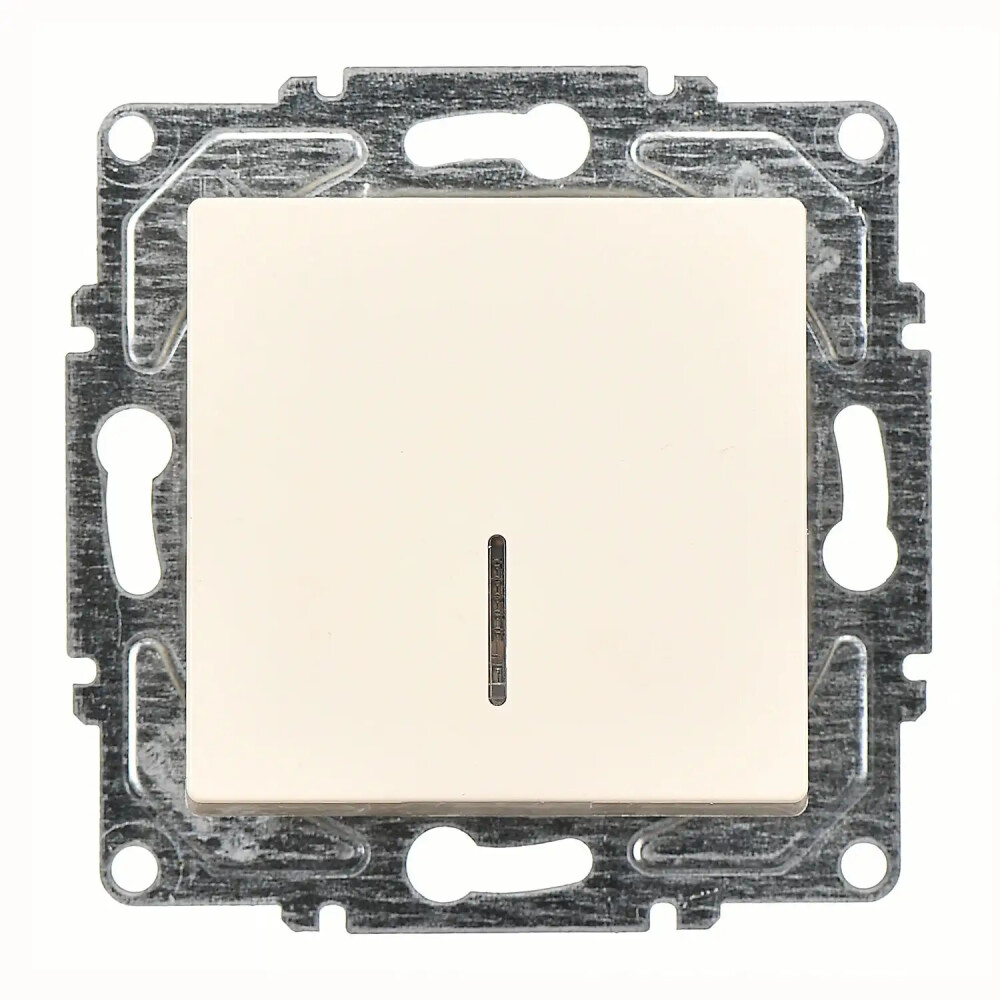 Eqona / Radius / Neoline Işıklı Anahtar, Krem (Mekanizma + Tuş/Kapak) - Günsan Elektrik