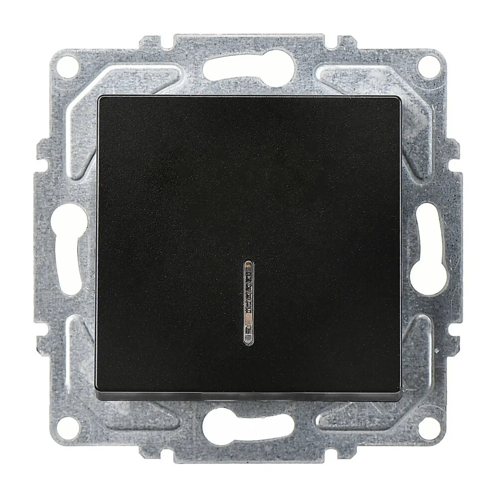 Eqona / Radius / Neoline Işıklı Anahtar, Metalik Siyah (Mekanizma + Tuş/Kapak) - Günsan Elektrik