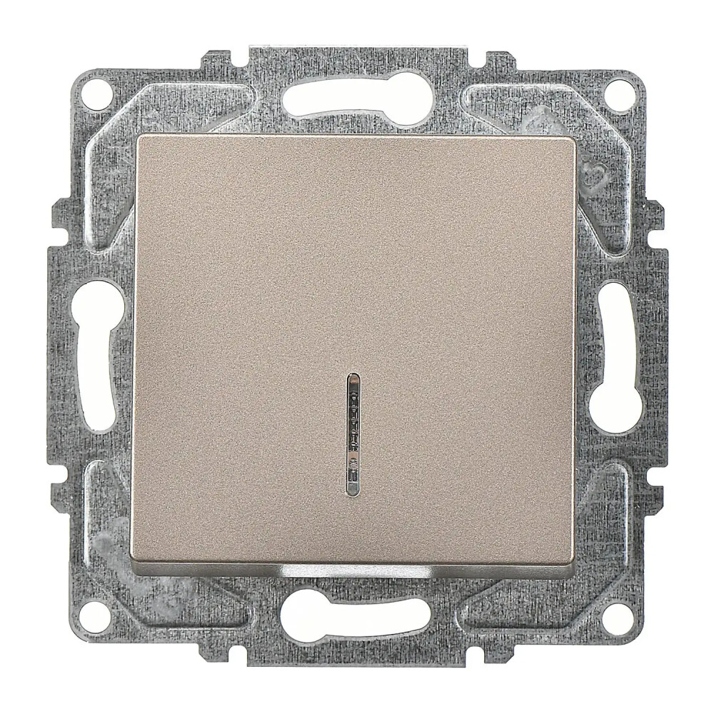 Eqona / Radius / Neoline Işıklı Anahtar, Mocha (Mekanizma + Tuş/Kapak) - Günsan Elektrik