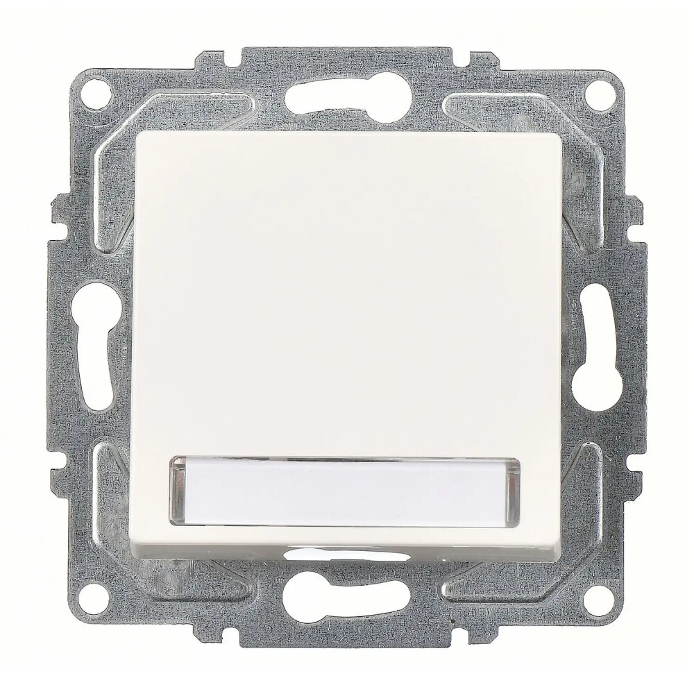 Eqona / Radius / Neoline Işıklı Etiketli Zil Butonu, 12V, Fildişi Beyazı (Mekanizma + Tuş/Kapak) - Günsan Elektrik