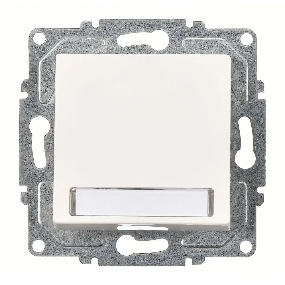 Eqona / Radius / Neoline Işıklı Etiketli Zil Butonu, 12V, Fildişi Beyazı (Mekanizma + Tuş/Kapak) - 1