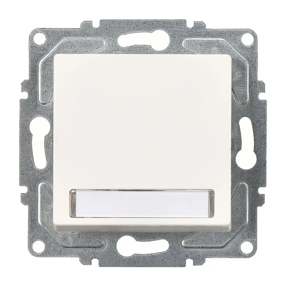 Eqona / Radius / Neoline Işıklı Etiketli Zil Butonu, 12V (klipsli), Fildişi Beyazı (Mekanizma + Tuş/Kapak) - 1