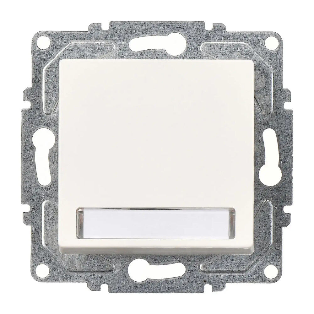 Eqona / Radius / Neoline Işıklı Etiketli Zil Butonu, 12V (klipsli), Fildişi Beyazı (Mekanizma + Tuş/Kapak) - Günsan Elektrik