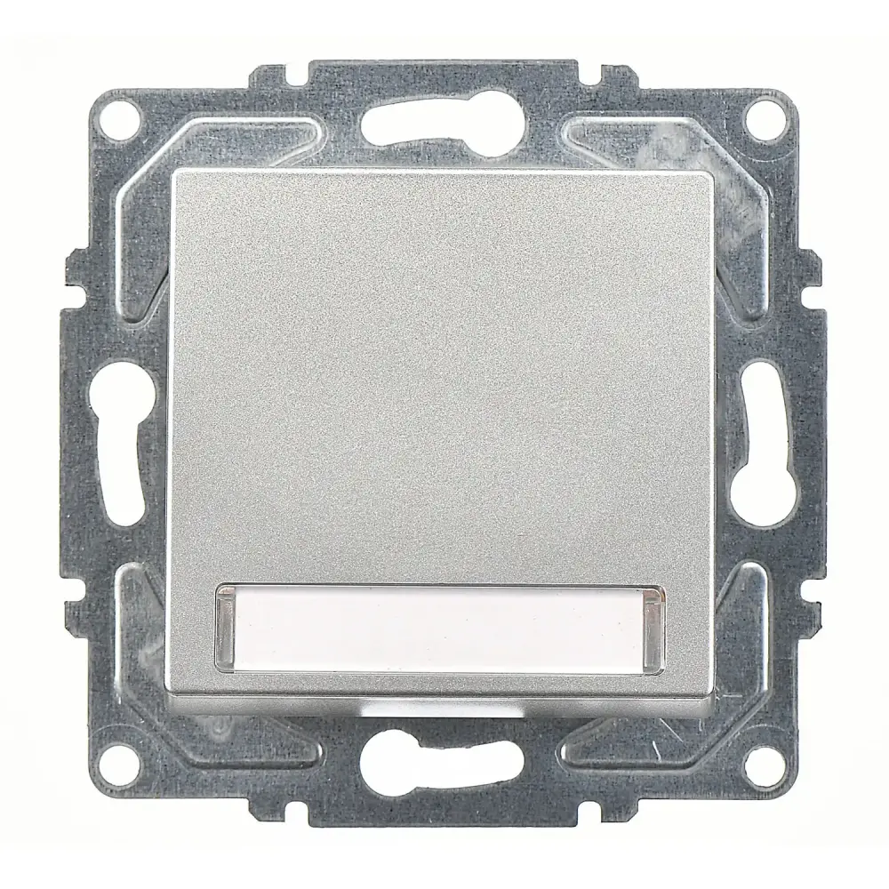 Eqona / Radius / Neoline Işıklı Etiketli Zil Butonu, 12V (klipsli), Gümüş (Mekanizma + Tuş/Kapak) - 1